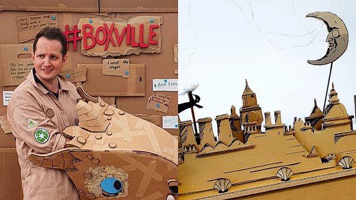 Theatre designer creates sets, props and puppets entirely from reused cardboard