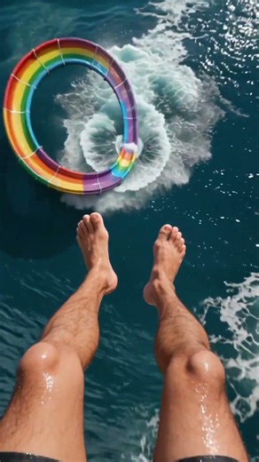 POV Rainbow Water Slide Drop Straight Into the Ocean 🌈🌊