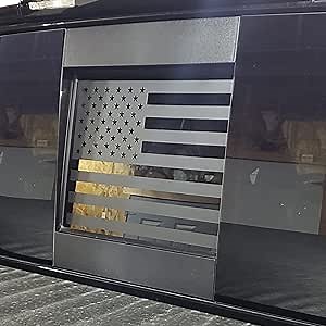 Rear Middle Window American Flag Decal for Nissan Titan 2013-2022 2023 2024 Back Center Sliding Window Glass USA Flag Vinyl Sticker Exterior Accessories(Matte Black)