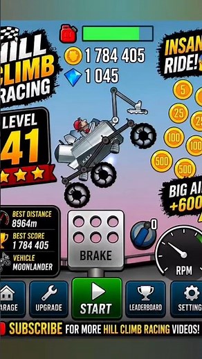Climb Racing Level 41 Gameplay 🚀 Moonlander Epic Ride | Big Air +600 Challenge