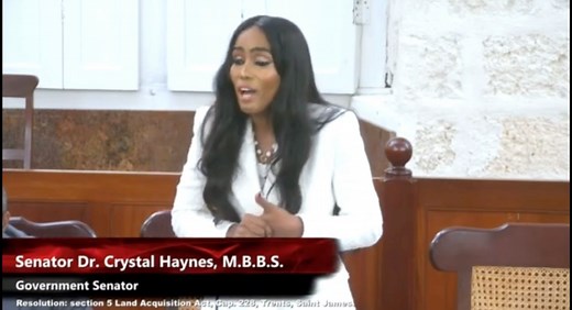 Senator Dr Crystal Haynes is not on board with the government’s plan to hand the historic Holetown Civic Centre to a private tourism operator. In her contribution to the debate in the Senate yesterday on a resolution to acquire land at Trents, St James, Haynes called for the land to remain publicly accessible, citing concerns about heritage preservation and the environmental impact on the already congested area. Stressing that it was important to protect the island’s historical sites, Haynes arg
