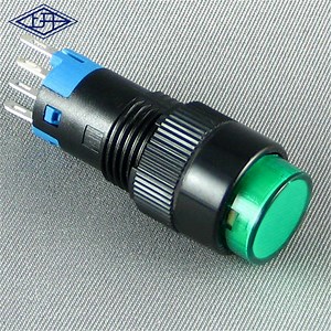 [Hot Item] 12mm 1no1nc 5 Pin Latching Green Push Button Switch with 12V Light