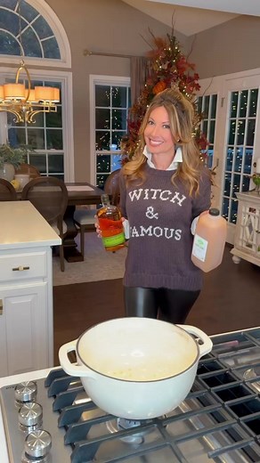 Spiked Witches Brew ✨ This luscious combination of hot cider and bourbon will keep you warm and cozy on a cold autumn or winter evening. It’s also a fun drink to serve at your next Halloween soirée! •Ingredients--1/2 gal. apple cider-1 Granny Smith apple, diced-Peel of 1 orange, torn into pieces-3 cinnamon sticks-1/4 c. sugar-1/2 c. bourbonDirections �-Pour the cider into a large pot and set over medium-high heat. Add the apple, orange peel and cinnamon sticks. Add the sugar and stir it around t