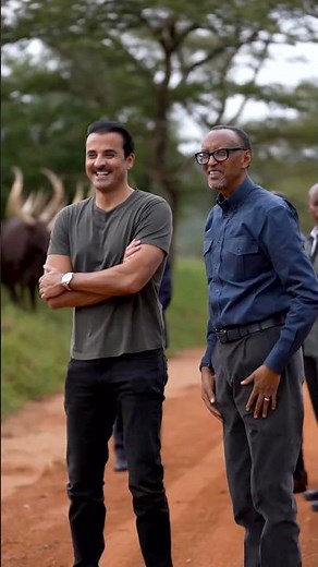 President Kagame Hosts Sheikh Tamim in Kibugabuga 🇷🇼🤝🇶🇦 #Rwanda #Qatar #Kagame #shorts #Tamim