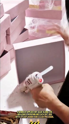 Daily worker process of lining glue for perfect gift boxes #satisfying #shorts