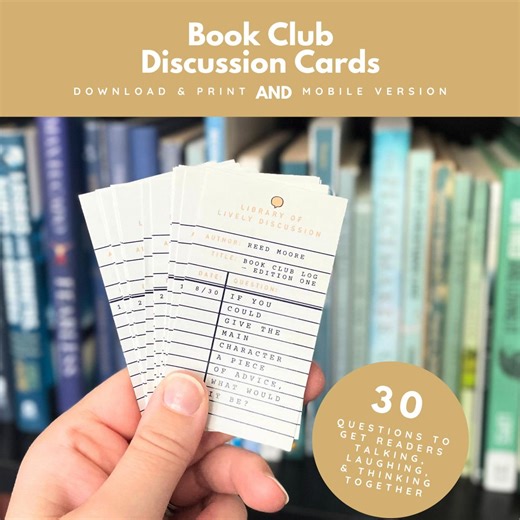 30 Book Club Questions Cards, Book Club Discussion Prompts, Reader Club Conversation Cards Printable, Book Club Ice Breakers - Etsy Canada