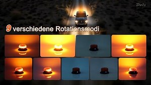 Dinfu Rundumleuchte akku mit Display 9 Blinkmodi LED Rundumleuchte 12V Magnet orange Warnleuchte mit Kfz-Ladegerät und USB Kabel für Auto LKW Traktoren Golfwagen SUV
