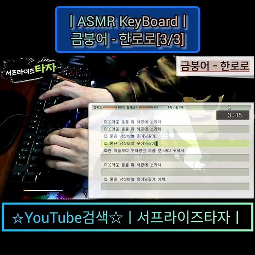 ASMR KeyBoardㅣ금붕어- 한로로[3/3] [타자검정:436타] ♪노래가사/키보드타건/한컴타자/타자연습/지데빌G917 #서프라이즈타자