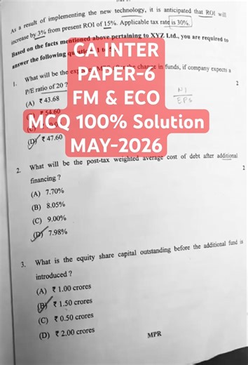 CA Inter Paper-6 FM & Eco🔥Hardest MCQs May 2026 | Most Difficult Questions #caintermediate