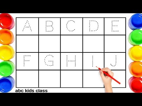 Alphabet, ABC song, abcd, a to z, Kids rhymes, collection for writing along dotted lines for toddler