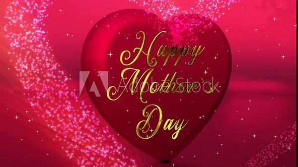 Mothers Day 3D Heart and Text starry Animation