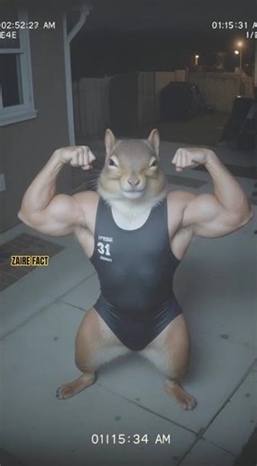 Squirrel Flexes Like a Bodybuilder! | #shorts #StrongSquirrel #GymAnimals #FunnyCCTV