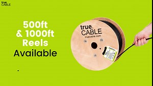 TRUECABLE Cat6 Outdoor Bulk Ethernet Cable with Messenger, Shielded F/UTP, 500ft, UV Resistant OSP Jacket, Aerial, Black, 23AWG Solid Bare Copper, 550MHz, PoE++ (4PPoE)