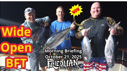 Join us for the Friedman Adventures Morning Briefing on November 1st, where we dive into what could be the HOTTEST bluefin tuna bite of the year! 🌊 Flat seas and perfect conditions set the stage for an unforgettable surf fishing event, with big, hard-fighting yellowtail stealing the show. Get the latest updates, tips, and insights to make the most of this epic fishing opportunity. Don’t miss out—subscribe and hit the water with us! 🐟 #FriedmanAdventures #BluefinTuna #Yellowtail #SurfFishing | 