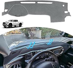 Dash Cover for 2016-2022 2023 Toyota Tacoma Dashboard Cover Mat, Sunshade Non-Slip Center Console Sunshield Protector Mat Pad (Gray)