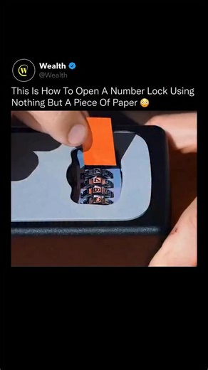 Wealth on Instagram: "Unlocking a number lock shouldn’t be this easy 🔐😳 What looks like magic is actually pure mechanics. Inside every number lock, each wheel has a tiny groove called a gate. When all gates line up in the correct position, the internal locking bar drops into place and the lock opens. Normally, you only reach those gates by turning the correct code. But this technique works by sliding a piece of paper between the wheels and feeling for the subtle moment when the paper falls int