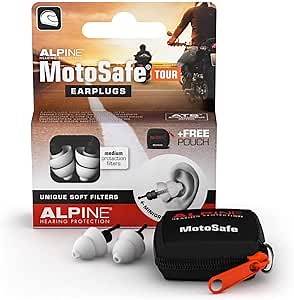 ALPINE HEARING PROTECTION MotoSafe Tour Reusable Ear Plugs – Motorcycle Ear Plugs – Noise Reduction & Ear Protection - Motorcycle Earplugs for Touring & Motorways - Hypoallergenic Reusable Earplugs