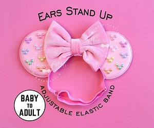 Mickey Pearl Mouse Ears, Mickey Ears, Minnie Ears, Adult Mickey Ears, Pastel Rainbow Minnie Ears Elastic Headband, Mickey Ears, Minnie Ears - Etsy