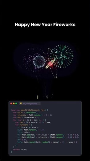 Happy New Year Fireworks in JavaScript 🎇 | Coding With Cousins | #Shorts