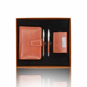 [Hot Item] Corporate Gift Set Loose-Leaf Custom Logo Notebook Business Card Holder with Pens