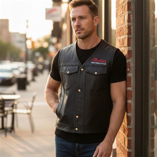 Indian Motorcycle Leather Vest: Classic Biker Rider Style - Etsy