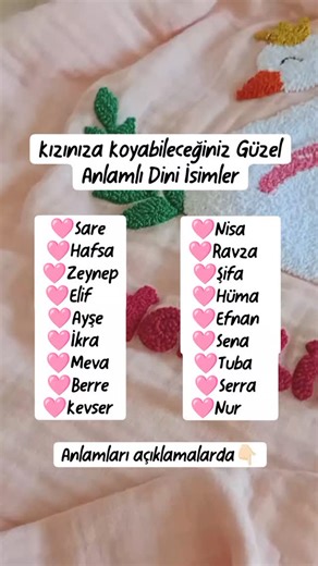 Kişiye Özel Punch Nakışı | Bebek & Çeyiz Hediyeleri on Instagram: "Önce beğenip sonra kaydedip daha sonra da bebek bekleyen tanıdığına göndermeyi unutma 🤗 Sare: Hz. İbrahim’in eşi, Hz. İshak’ın annesi. Hafsa: Hz. Ömer’in kızı, Peygamber Efendimizin (sav) eşi. Zeynep: Peygamberimizin kızlarının ve eşlerinden bazılarının adı; değerli taş, güzel koku. Elif: Arap alfabesinin ilk harfi; Allah’ın birliğini simgeler. Ayşe: Hz. Aişe validemizin adı; huzurlu, rahat yaşayan. İkra: “Oku” anlamında; Kur’an