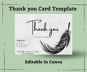 Thank you Card, Editable Thank you Card template, Printable Thank you card, Digital Thank you Card, Canva template, Thank you Card Template