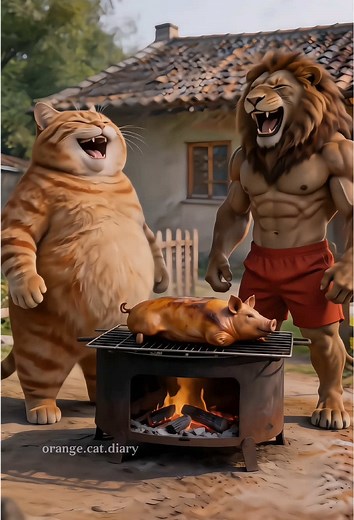 Brother Lion is in trouble,and Fat Orange comes to the rescue!#funnyvideo #aicat #animation #orangecat #cartoon