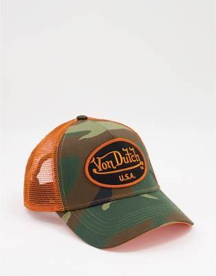 Von Dutch trucker cap in khaki camo | ASOS