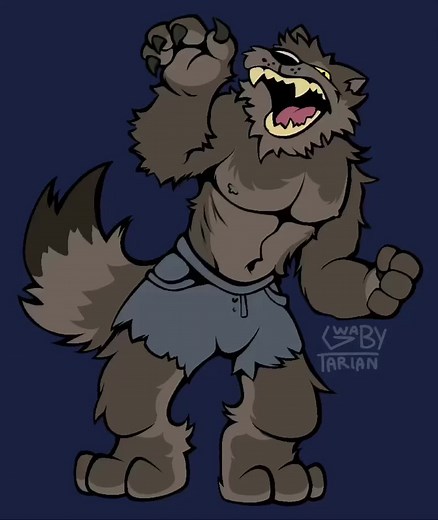 Wherewolf! A Colorful Digital Art of a Buff Wolf Furry