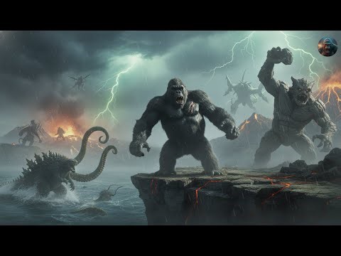 King Kong battles Mega Troll and Godzilla. The Ultimate Kaiju Chronicle