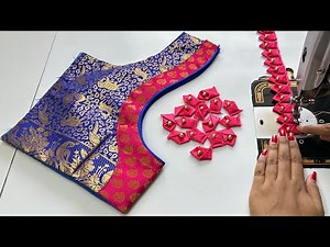 Model Patchwork Blouse Back Neck Design | Cutting And Stitching Back Neck Blouse Design | Blouse