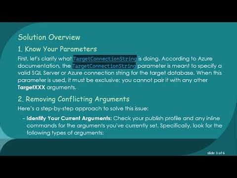 Troubleshooting the TargetConnectionString Argument Error in Azure Release Pipelines
