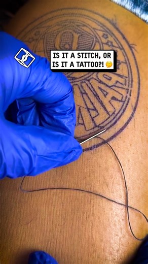 New tattoo technique unlocked 🔓😅 #tattoo #sewing | UNILAD