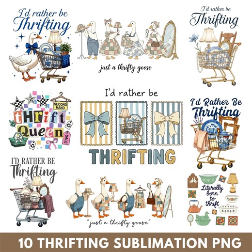 I'd Rather Be Thrifting PNG, Cute Thrift Cart Quote Design, Thrifting PNG, Thrift Aesthetic Shirt Design,vintage Shopping Lover,boutique Png - Etsy