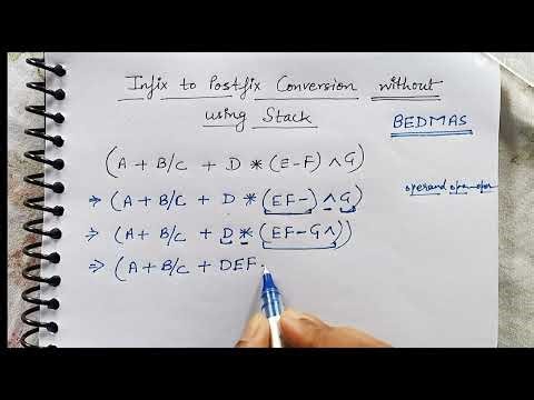 DATA STRUCTURE: Infix to postfix conversion without using stack. Important