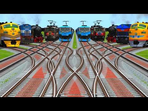 Steam, Diesel And Electric Trains Crossing At Dangerous Railroad || From Old Engines to Modern Train