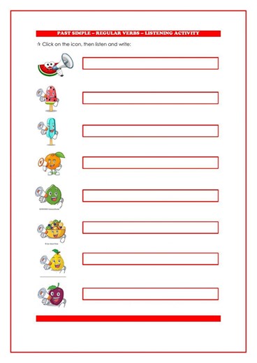 Listening past simple online worksheet