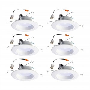 HALO RL 5 in. and 6 in. White Integrated LED Recessed Ceiling Light Retrofit Value Pack with Dimmer 90 CRI, 3000K (6-Pack) RL560WH6930-6PK