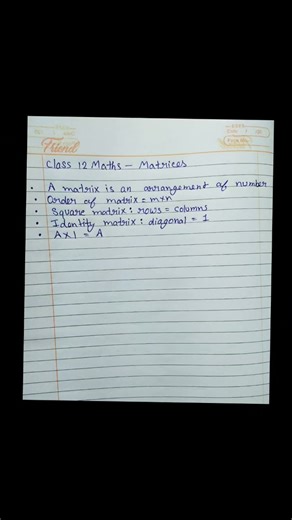 Class 12 Maths Matrices Easy Short Notes