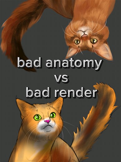 bad anatomy vs bad render So what is more important: rendering or anatomy? A clear comparison. (Both are actually important ☝️) #art ##arttrend #digitalart #artist #cat