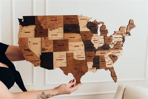 3D Wooden USA Travel Map With Push Pins, Personalized Wall Decor for Tracking Adventures - Etsy
