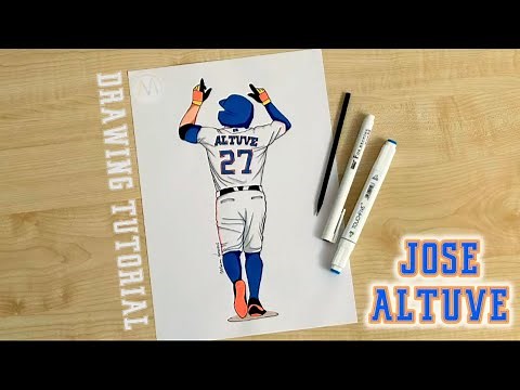 How to draw a baseball player Jose Altuve / Houston Astros
