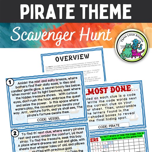 Treasure Hunt Game for Kids, Pirates Scavenger Hunt With Clues, Pirate Treasure Hunt Kids, Indoor Printable Game, Printable Scavenger Hunt - Etsy