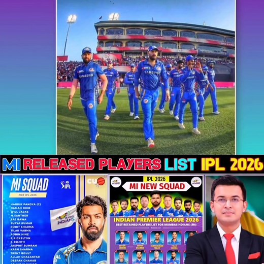 941K views · 31K reactions | Mi Release Players List Ipl 2026 #ipl2025 #TeamIndia #indiancricketteam #ipl2026 #cricketchallenge #fblifestyle #testcricket | Drx Akash Gupta | Facebook