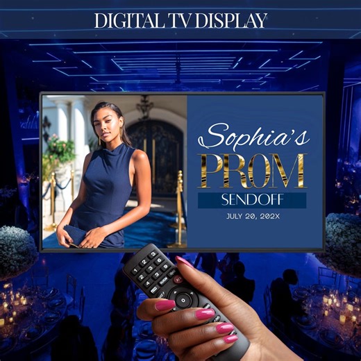 Prom Send off Screen, Frame TV Prom Screensaver, Navy Gold TV Display, Prom Night Digital Download, Editable Template - Etsy