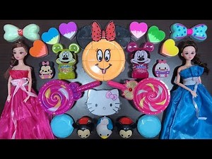 DISNEY PRINCESS and Mickey Mouse Slime | Mixing Makeup and Clay into Clear Slime