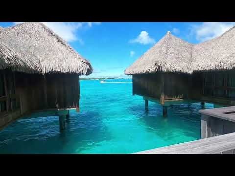 St Regis Bora Bora tour of a one bedroom over the water bungalow and pool and beach area. April 23