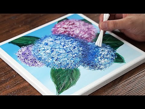 How to easily draw "hydrangea" with a cotton swab with acrylic paint | Step by step Acrylic painting