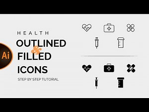 How to create Line and Filled Icons (Health) - Adobe Illustrator Tutorial for beginners